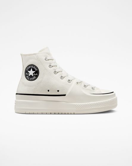 Tenisi Inalti Barbati Converse Chuck Taylor All Star Construct Albi Negrii | RO DJCKG791